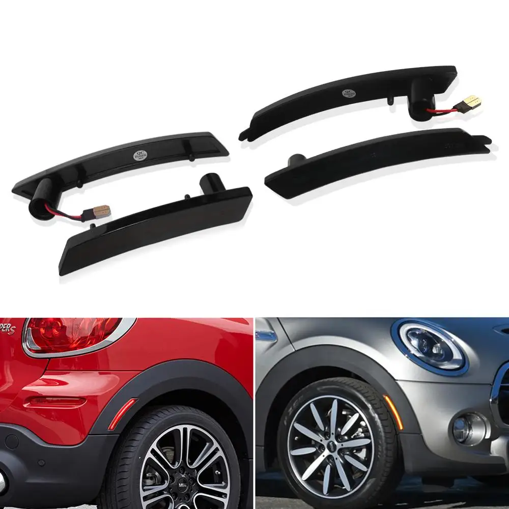 2 pezzi LED Indicatori di Direzione per B-M-W Mini Cooper 2007-2013 R56 R57 R57 R58 R59 Indicatori di Direzione Laterali Nero Affumicato Lente Ambra Dinamica Lampeggianti Luce
