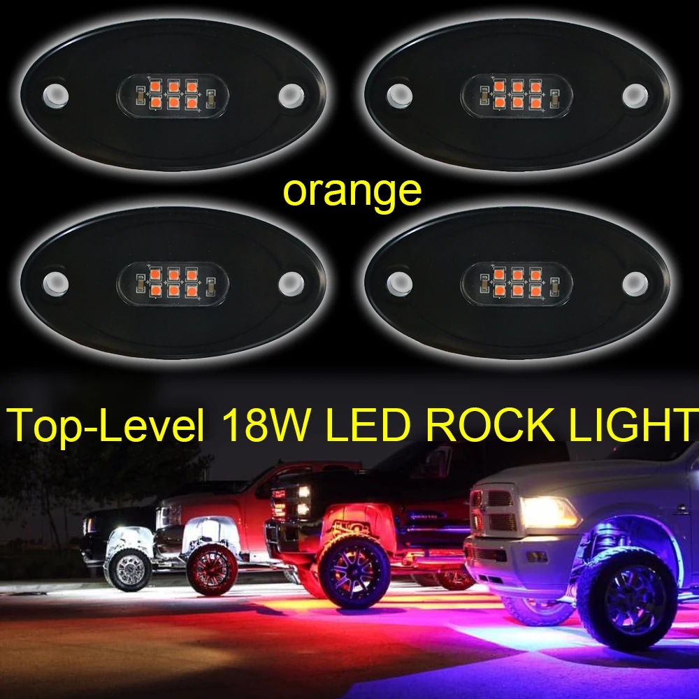 Led Rock Lights Orange Offroad Car Atv Suv Truck Boat Underbody Glow ...