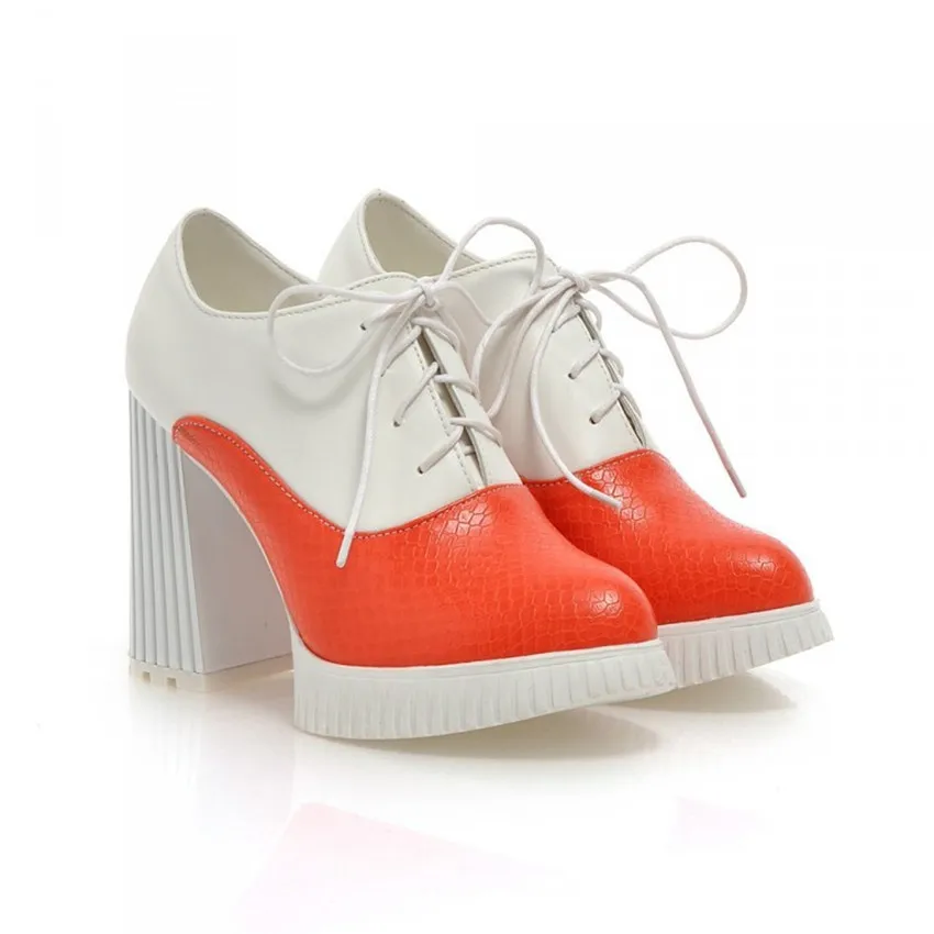 Get Quotations C B Women High Quality Pu Leather High Heels Non Slip Thick Heels Platform Lace Up Pumps Get Quotations C B Women High Quality Pu Leather High Heels Non Slip Thick Heels Platform Lace Up Pumps