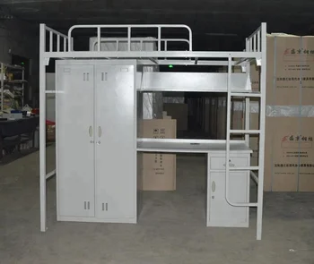 School Army Bedroom Furniture Heavy Duty Double Deck Metal Beds Steel Dormitory Bunker Bed With Desk Buy Bed With Desk Bunker Bed With