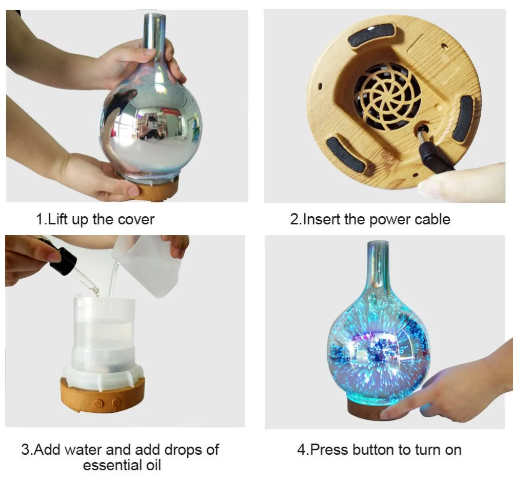 3d Creative Glass Aroma Diffuser Mist Humidifier Essential Oil Diffuser