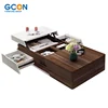 Modern living room foldable lift up wood center coffee table design