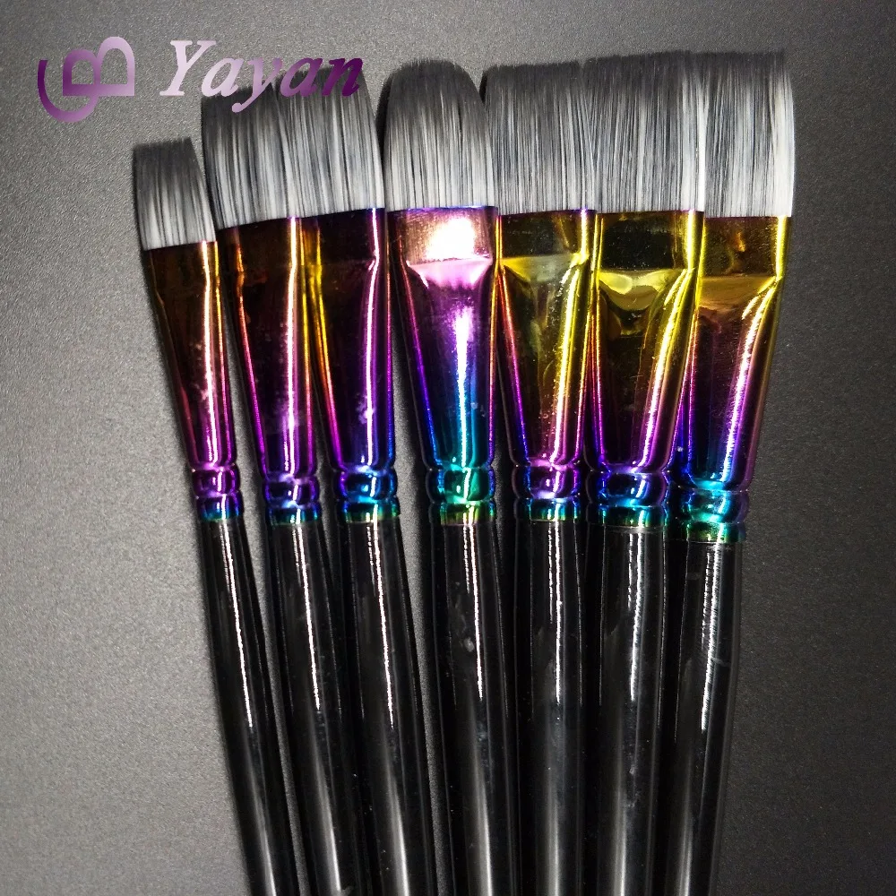 Rainbow Ferrule Acrylic Synthetic Paint Brush Strokes Brush Buy