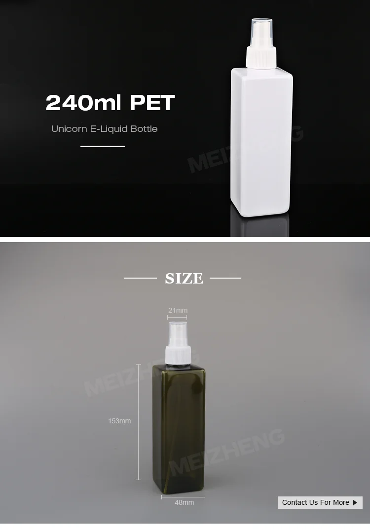 Meizheng 240ml Square Shampoo Pump Bottle 8oz Shampoo Bottle Pet