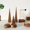 Dark walnut wood display for rings and bracelet