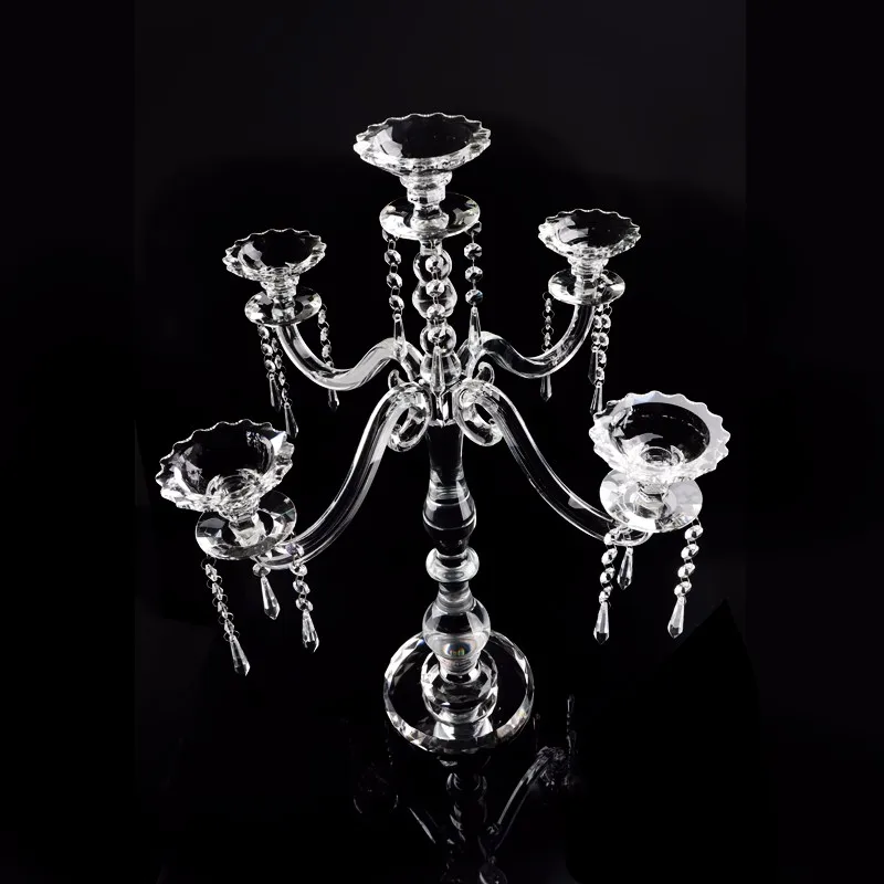 Wedding Table Centerpieces Crystal Wholesale Glass Candelabra 5 Arms