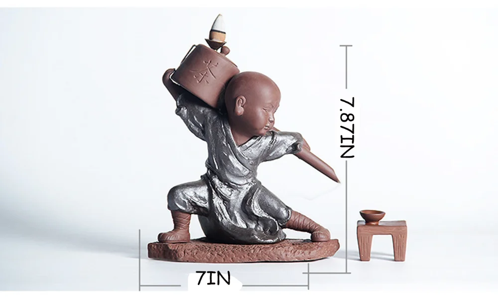 反向香炉,倒茶和尚手工香持有人回流理想的家居装饰,研究,办公室