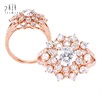 High Quality Solid Gold Jewelry Natural Supreme Shine Diamond Rose Carat Gold Annivery Cocktail Semi Mounting Ring Settings