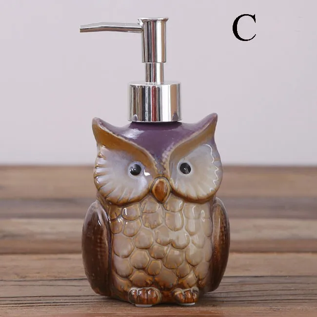 Wholesale Unique Cute Owl Shaped Ceramic Bathroom Soap Dispenser With