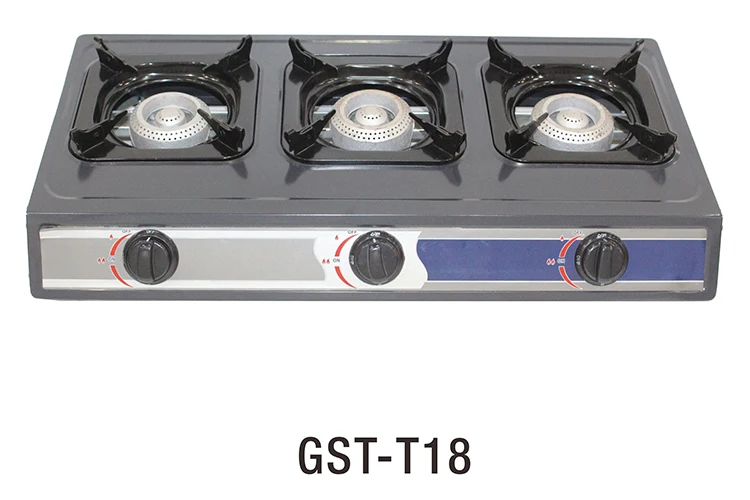 Gstt18 Commercial Kitchen Cooker Super Flame 3 Big Burner Gas Stove