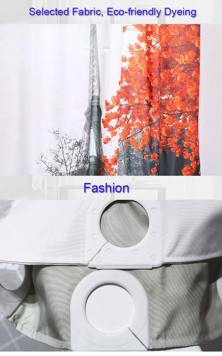 High Quality Red Flower Printed Polyester Hookless Shower Curtain Buy