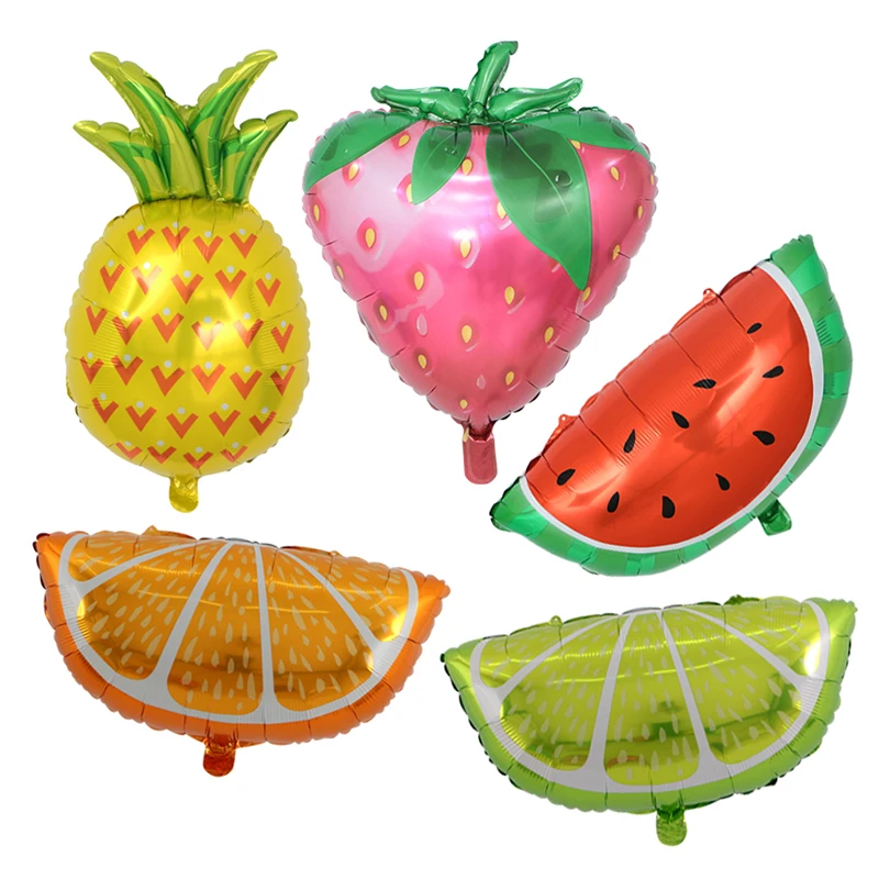 18英寸夏季水果气球 pitaya 橙色猕猴桃水果杨桃西瓜草莓箔气球为儿童