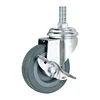 Long way solid 2 / 3 / 4 / 5 inch plain bearing grey rubber caster thread stem medical caster