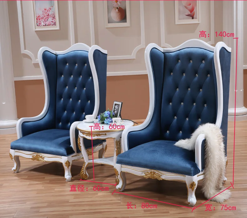 Classical Luxury Hotel Lobby Sofa Chair High Wing Back Lobby Throne