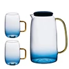Wholesale Handblown Clear High Borosilicate Heat Resistant Anti Explosion Cooling Cold Glass Water Bottle Jug and Cup Set