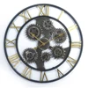 27 inch 69cm round bronze modern antique vintage metal home decorative quartz wall mounted clock with spindle for living room