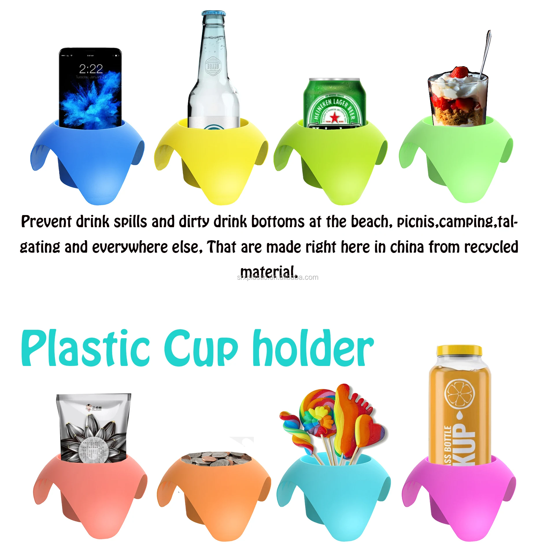 Beach Vacation Plastic Cup Holder Customized,Amazon Popular 4 Pieces