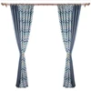 Modern 100%Polyester Living Room Partition Geometric Blue Wave Printed Curtains