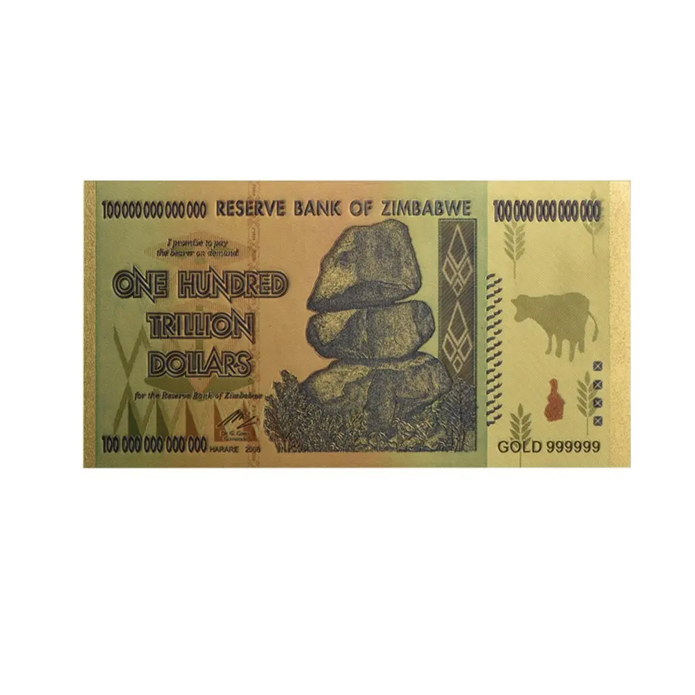 Zimbabwe Dollar Find Deals On Line At Alibaba Get Quotations 10 X Zimbabwe 100 Trillion Dollar Banknotes Collectible Colored Gold Foil Bill W Coa