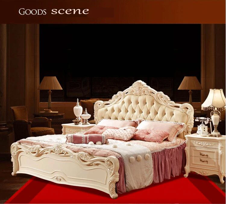 modern european solid wood bed Fashion Carved 1.8 m bed usa french bedroom furniture OSC6592