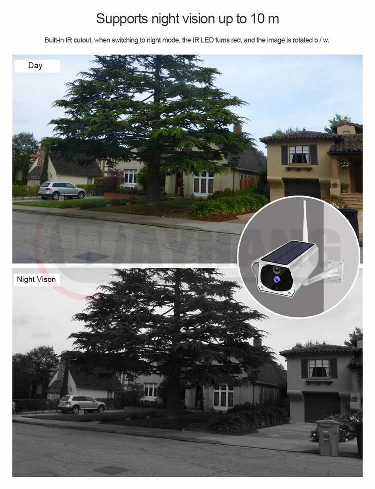 Outdoor Solar Powered Security Camera Low Power wireless Free Solar WiFi Camera 960P IP66 Waterproof night visioin camera