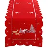 Embroidered Christmas Holiday Decorative Cardinal Table Runner, Rectangle Snowflake Table Runner