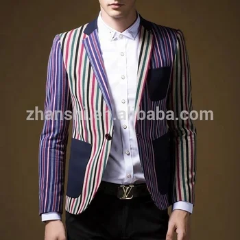 Design Spring Summer One Button Denim Blazer Jacket Leisure Colorful Stripe Men Suit Buy Bunte Manner Anzug Bunte Manner Anzug Designer Hausanzug Fur Manner Product On Alibaba Com