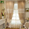 wholesale easy clean flock fabric jacquard design long window curtains for living room