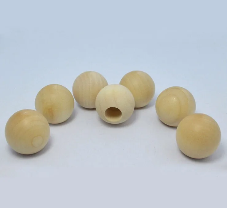 11/4" Wood Ball Dowel Cap With A 5/8" Hole,Unfinished Wood Rod End Cap