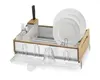 Unique bamboo kitchen dish rack holder with knife block and utensil slot