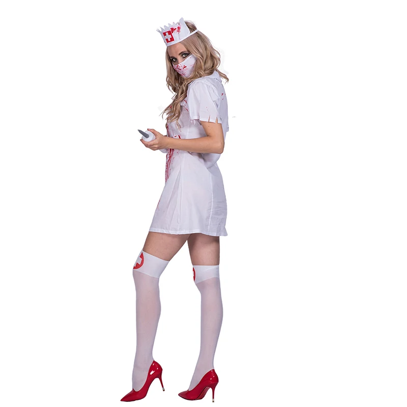 Halloween Party Sexy Bloody Nurse Zombie Cosplay Costume For Women