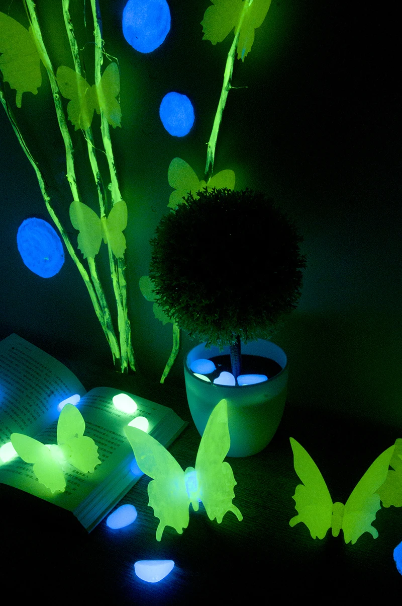 New Decor 3D Glowing Butterfly Glow in the dark Stickers, View Glow in