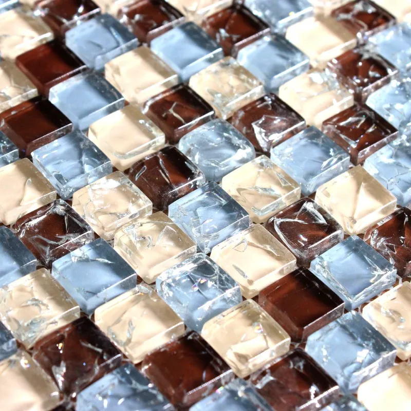 游泳池蓝色混合米色棕色破碎玻璃马赛克瓷砖室内墙面装饰