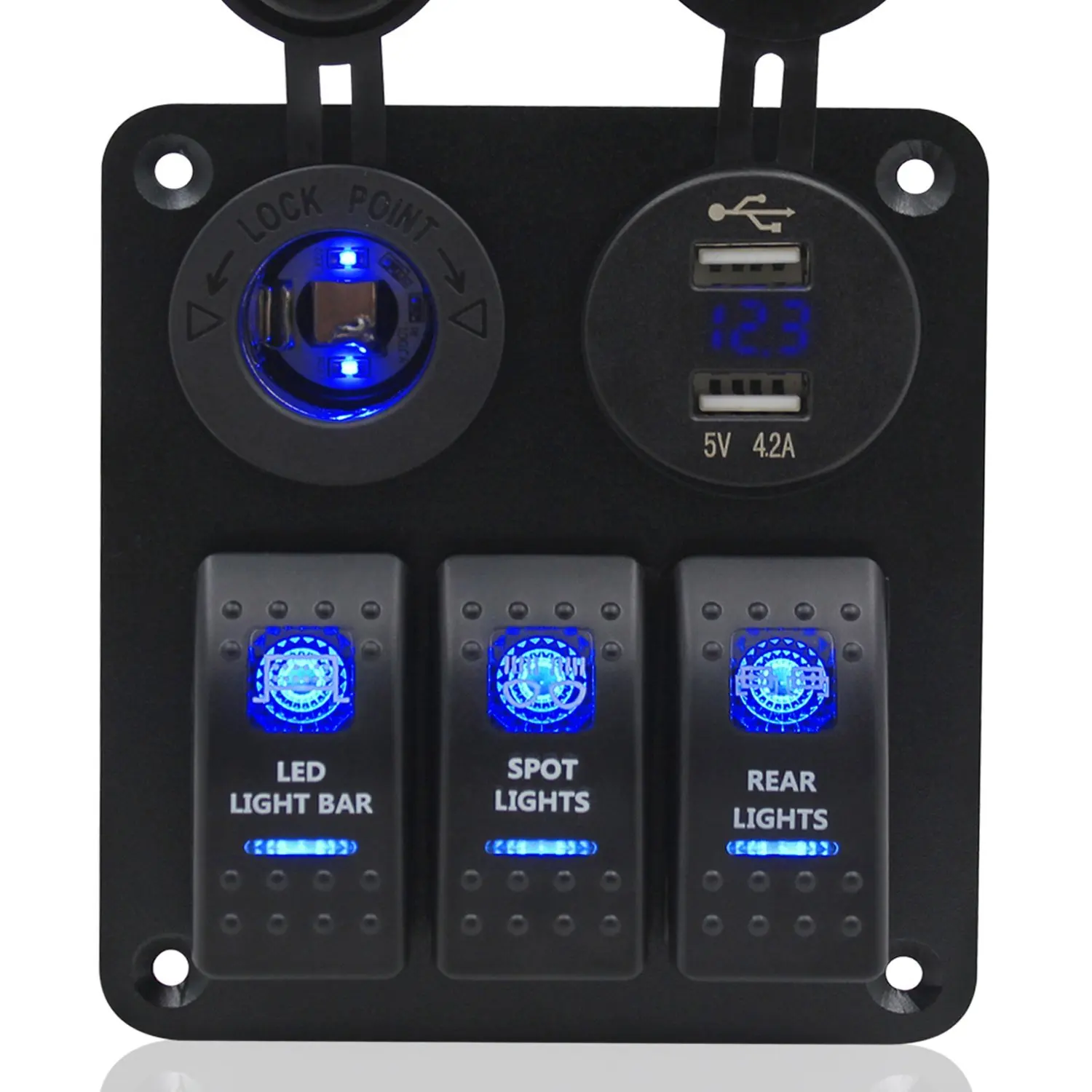 Buy Switch Panel, FABOOD 3 Gang Waterproof Rocker Switches Panel with