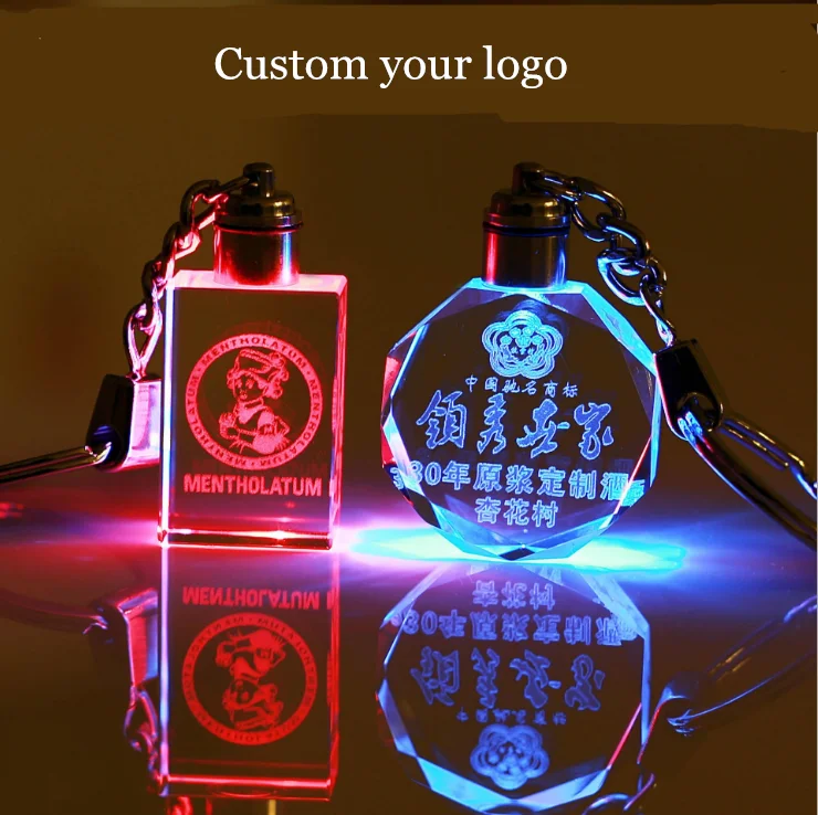 Car Logo Keyring Crystal Light Changing Custom Crystal Keychain Wholesale Led Keychain Acrylic