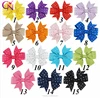 3 Inch Plain Ribbon Pinwheel Rhinestone Bow With Clip For Children