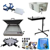 Manual 4 color 1 station table top rotary silk screen printing machine with some printing materials for flat items