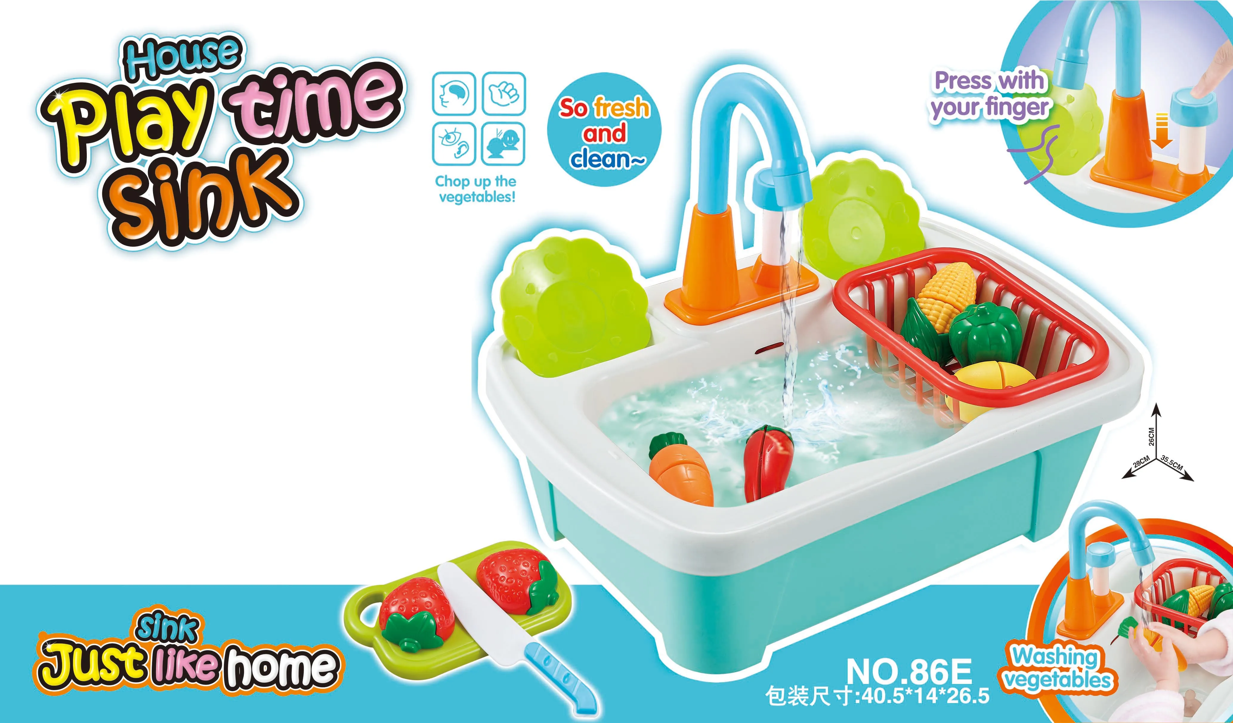 Kids Pretend School Set Realistic Plastic Kitchen Sink Toy With