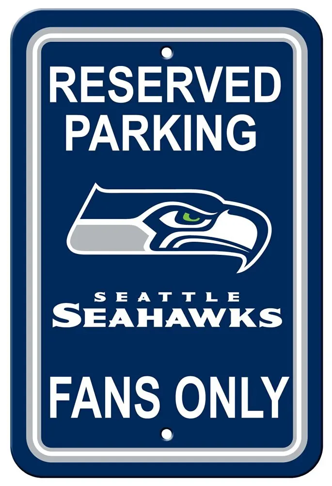 NFL Seattle Seahawks Plastic Parking Sign - Reserved Parking Wall Sign 12 x 18in