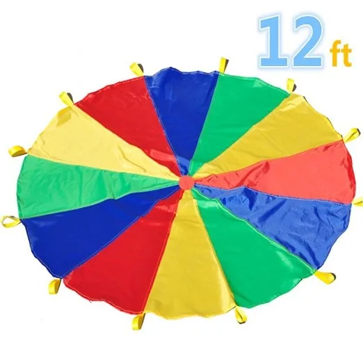 12 Foot Play Parachute For Kids 8 Handles With Storage Bag & Fun Game ...