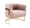 Luxury stainless steel legs gold frame living room furniture pink fabric lounge accent chair hotel sofa velvet arm chair