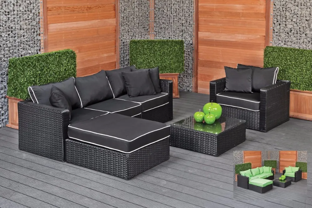 Black Rattan Sofa Set Corner Sofa Furniture Garden Furniture Outdoor