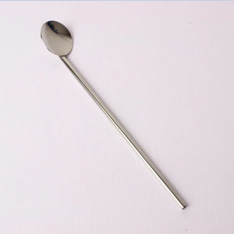 Mirror Polish SS18/10 Stainless Steel Drinking Straw with Spoon