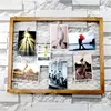 Pine wood frame with mesh photo display 7 clip picture frame