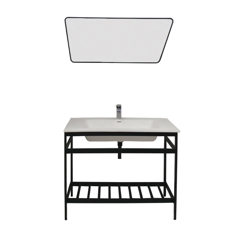 36'' Black Color Stainless Steel Resin Sink Console Bathroom Vanity