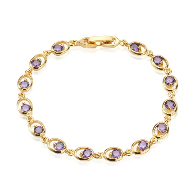 tennis bracelets bangle with purple round gemstone for women