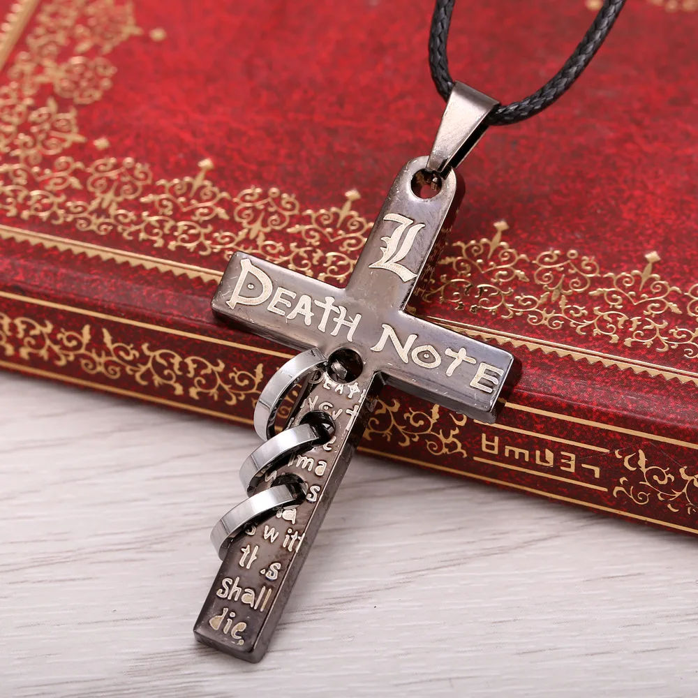 Necklace for Men Anime Death Note Black Gold Metal Necklace Cross Logo Pendant Cosplay Accessories Jewelry