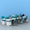 Standard specifications metal leg wooden table top 6 people office desks and workstations with desk screen