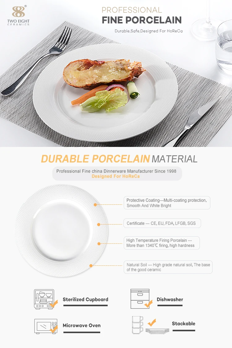 New Product Ideas 2019 Innovative for Hotels Lifestyle porcelain Tableware Table, Grid Style China Porcelain Dinnerware Plate&