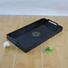 CUSTOM black Acrylic rectangle/Square large lucite Ottoman serving decorative Tray organizer with handle